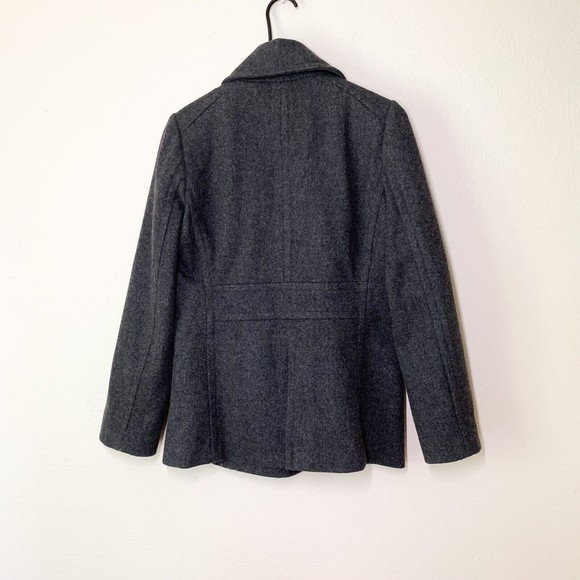 J. Crew Double Breasted Peacoat Small Gray Wool Blend Dark Academia Pockets - Picture 6 of 6